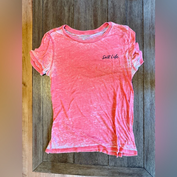 Women's Salt Life Live Salty Sheer/Distressed Shirt - Coral, L - Picture 3 of 9